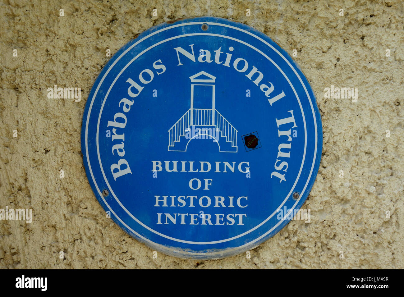 Barbados National Trust Plaque on wall at St James Parish Church, Holetown, St James, Barbados, West Indies. Stock Photo