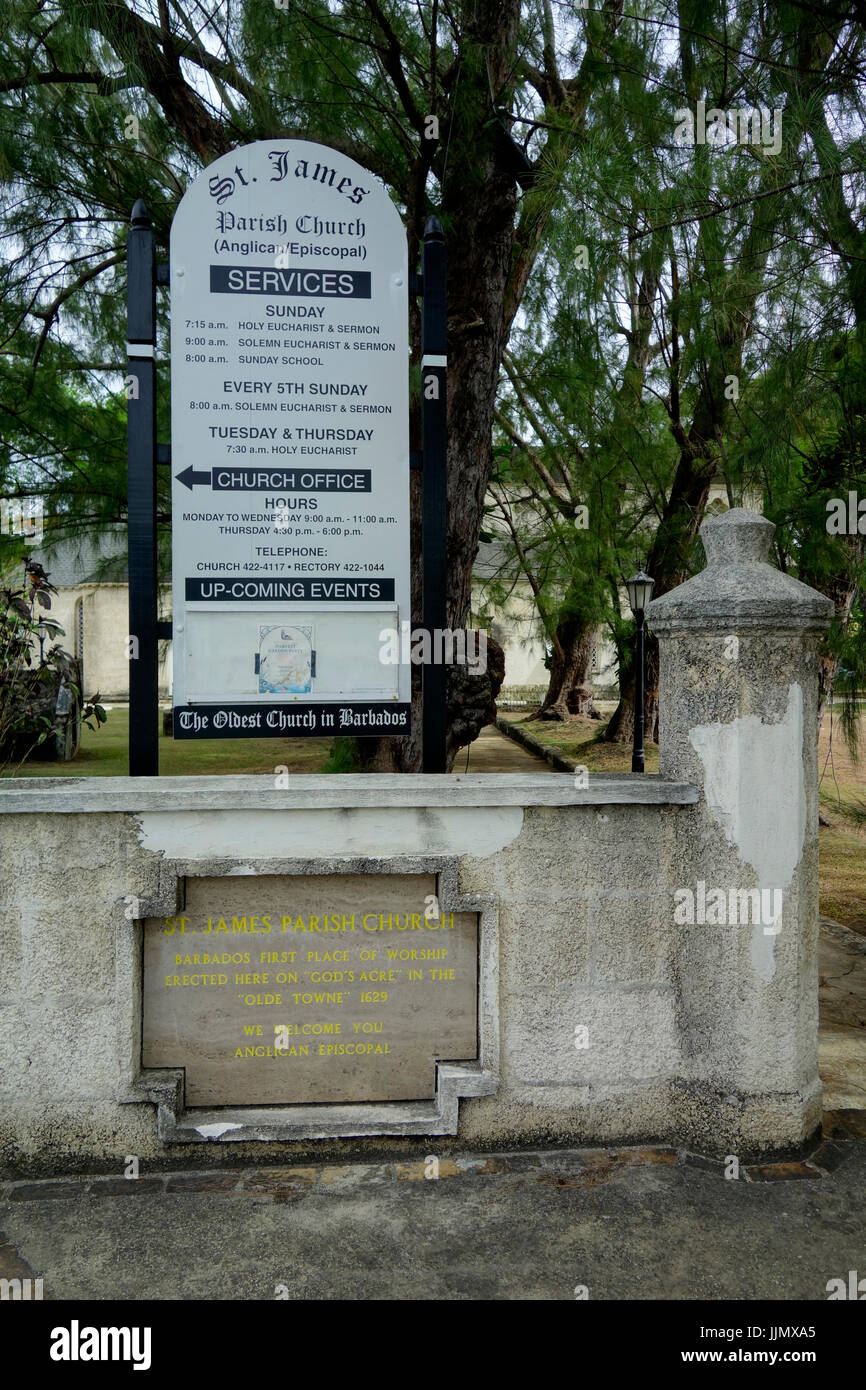 St James Parish Church, Holetown, St James, Barbados, West Indies Stock