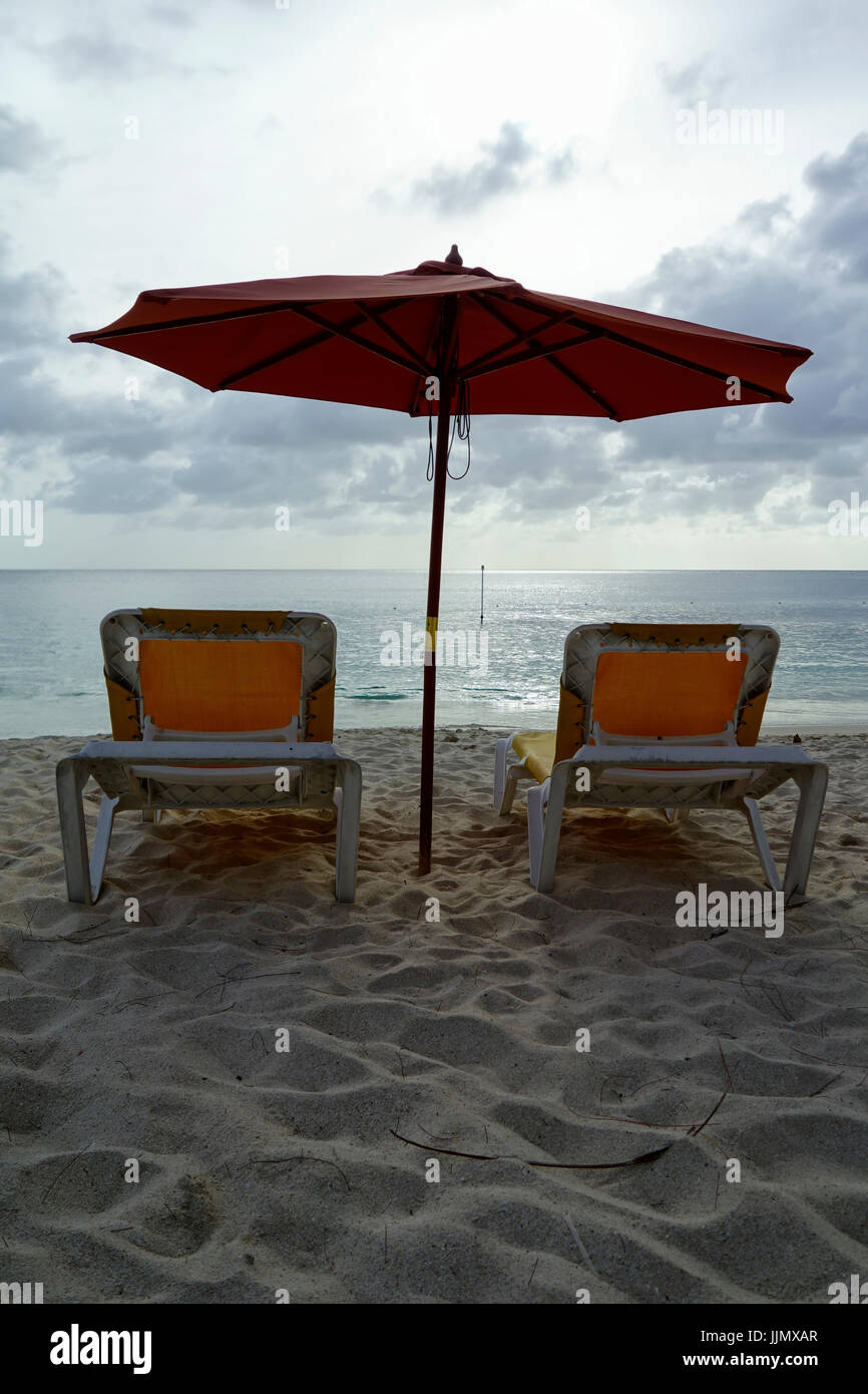 Beach and Coastline, Holetown, Barbados, West Indies Stock Photo