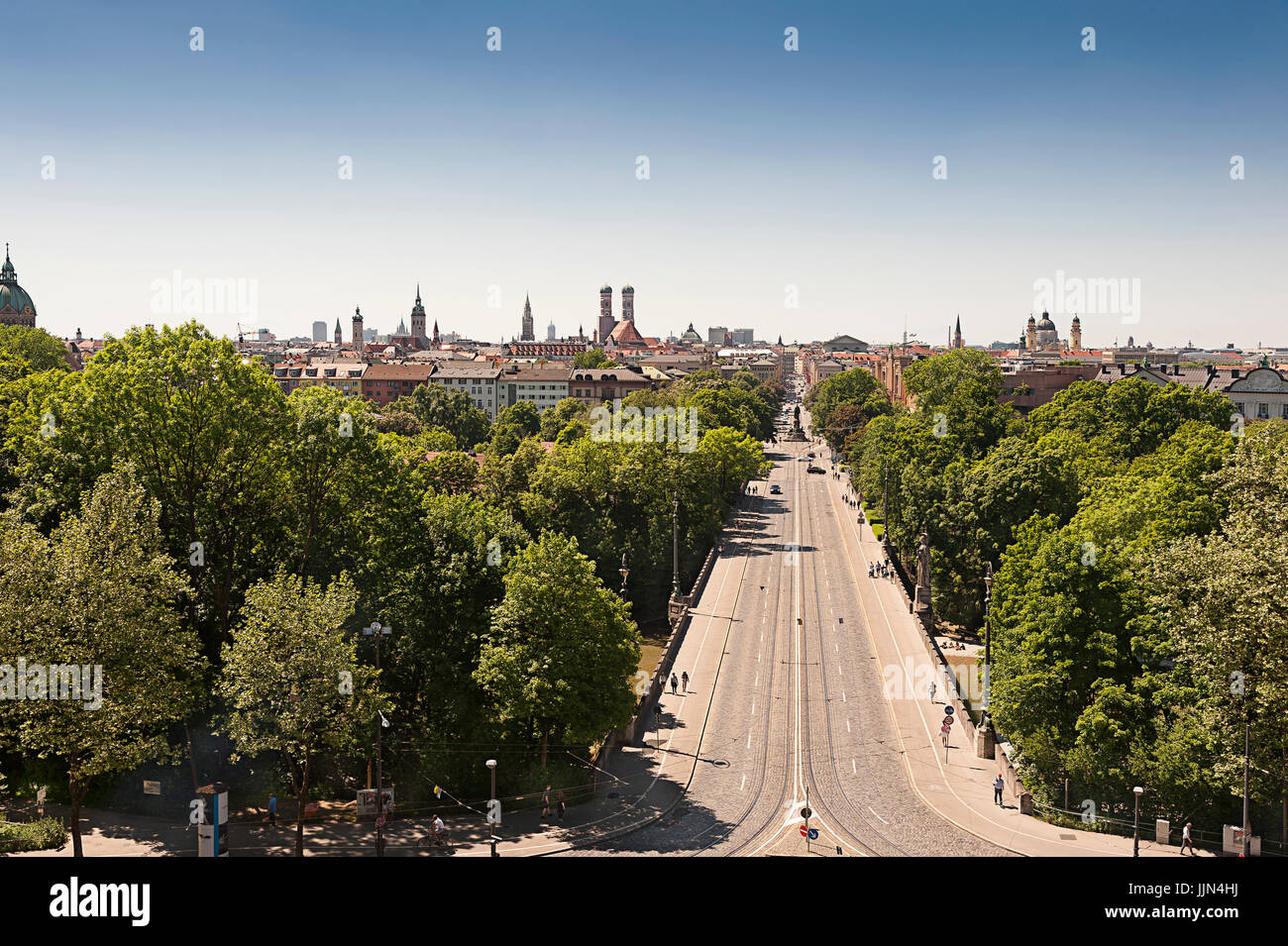 View from the Maximilianeum on Maximilianstraße and downtown, Munich, Bavaria, Upper Bavaria, Germany Stock Photo