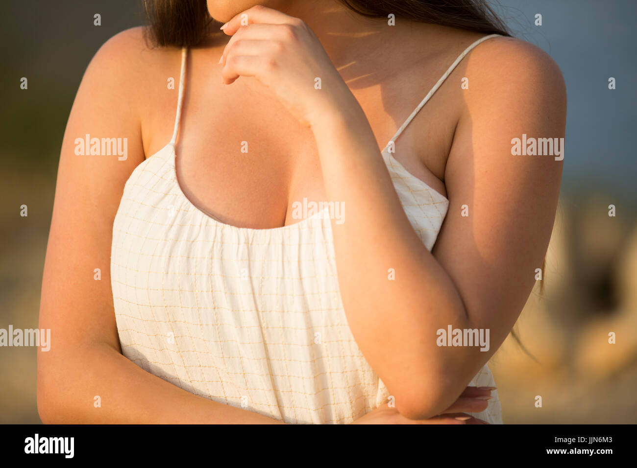 Close up of a woman's cleavage