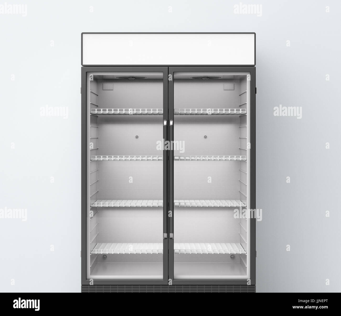 3d rendering commercial fridge with transparent glass doors Stock Photo