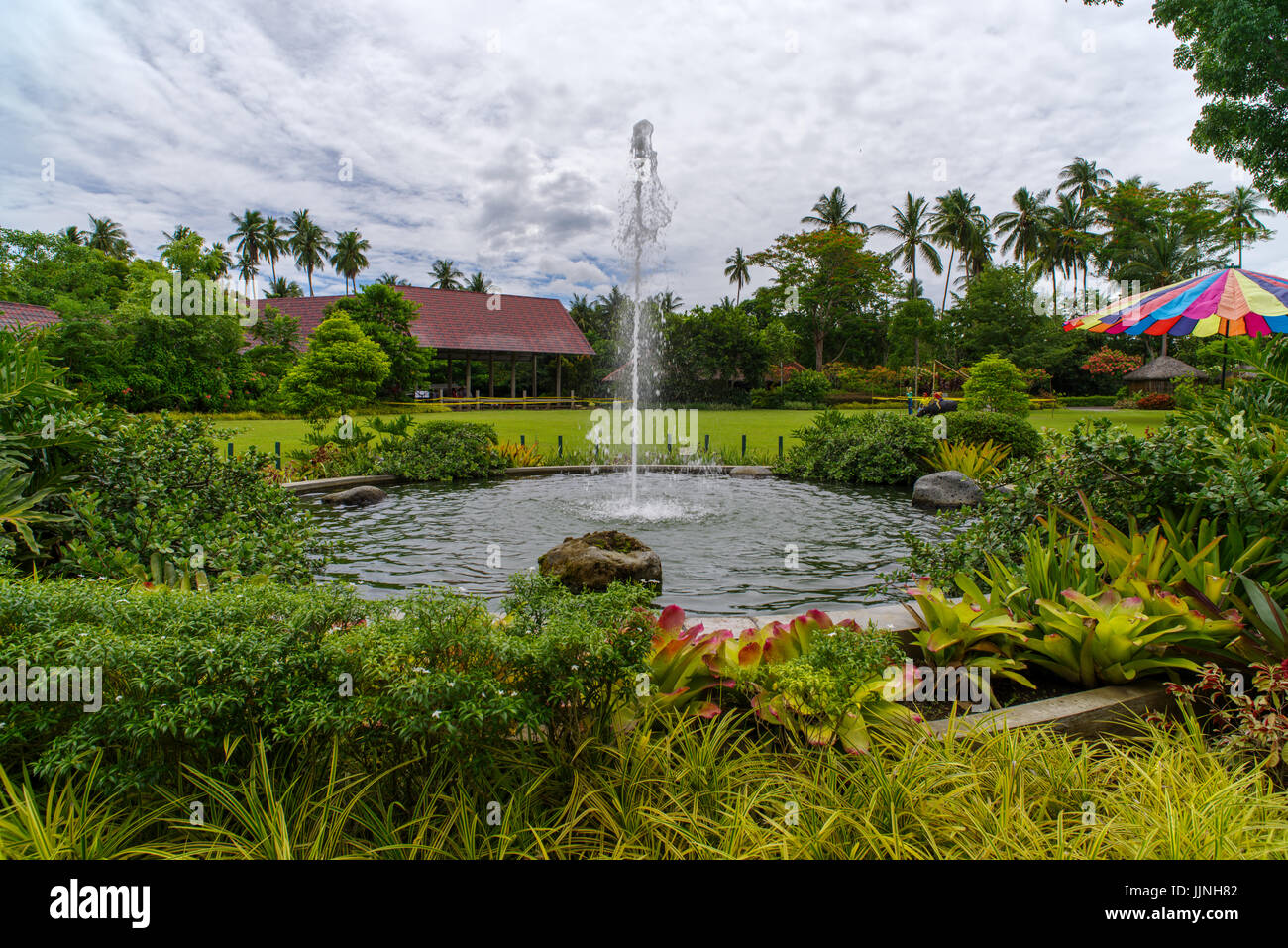 July 15,2017 fountain at garden in villa escudero, Laguna , Philippines Stock Photo