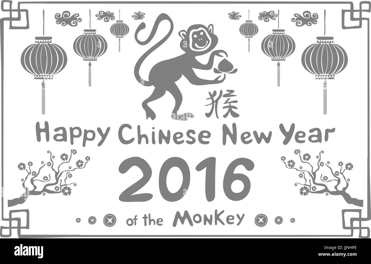 chinese new year monkey coloring