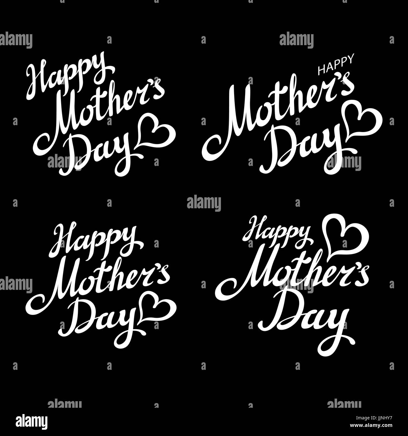 Happy mothers day chalk typography greeting cards set. White brush
