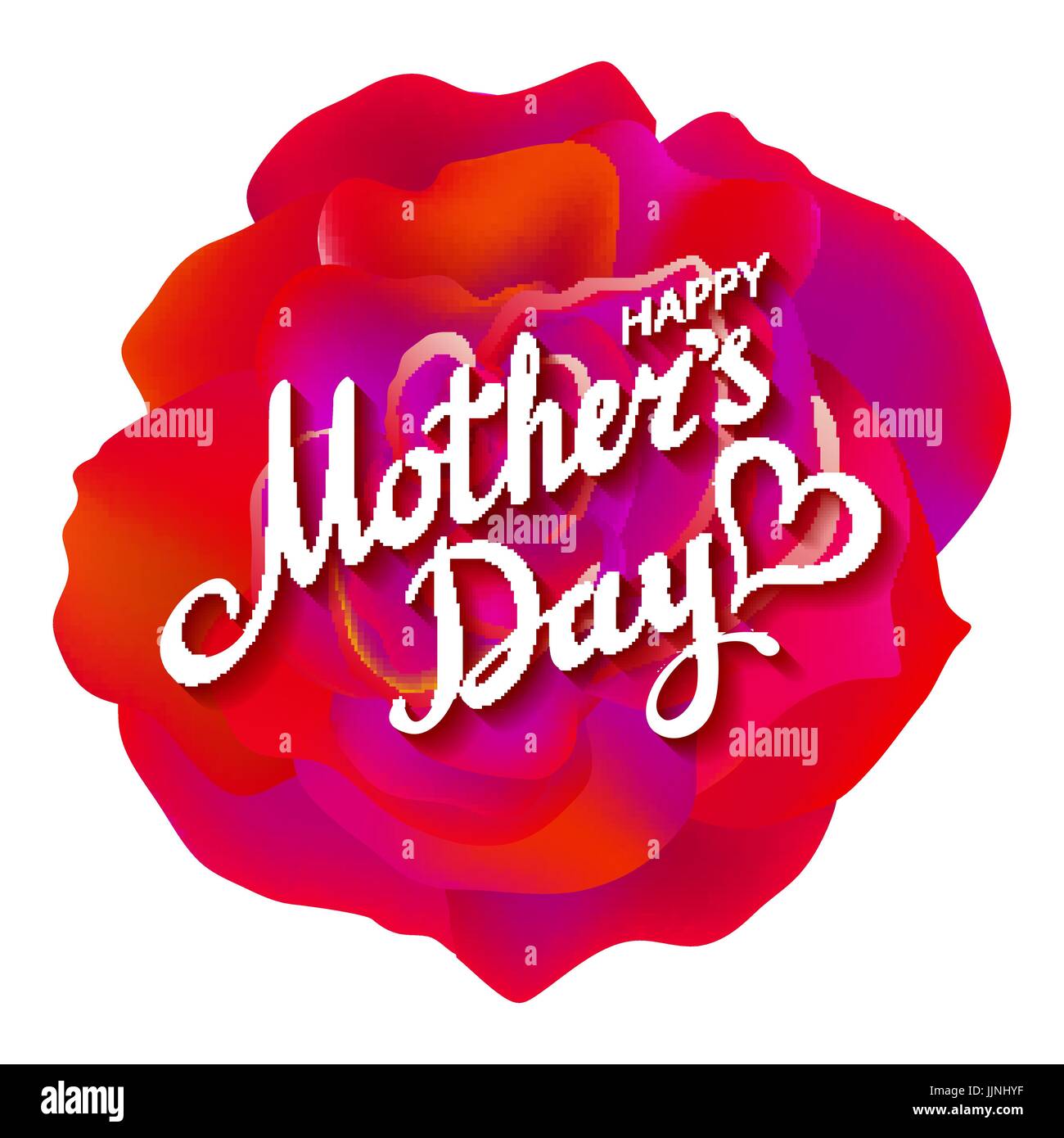 Happy Mothers Day Beautiful Blooming Red Rose Flowers on White ...
