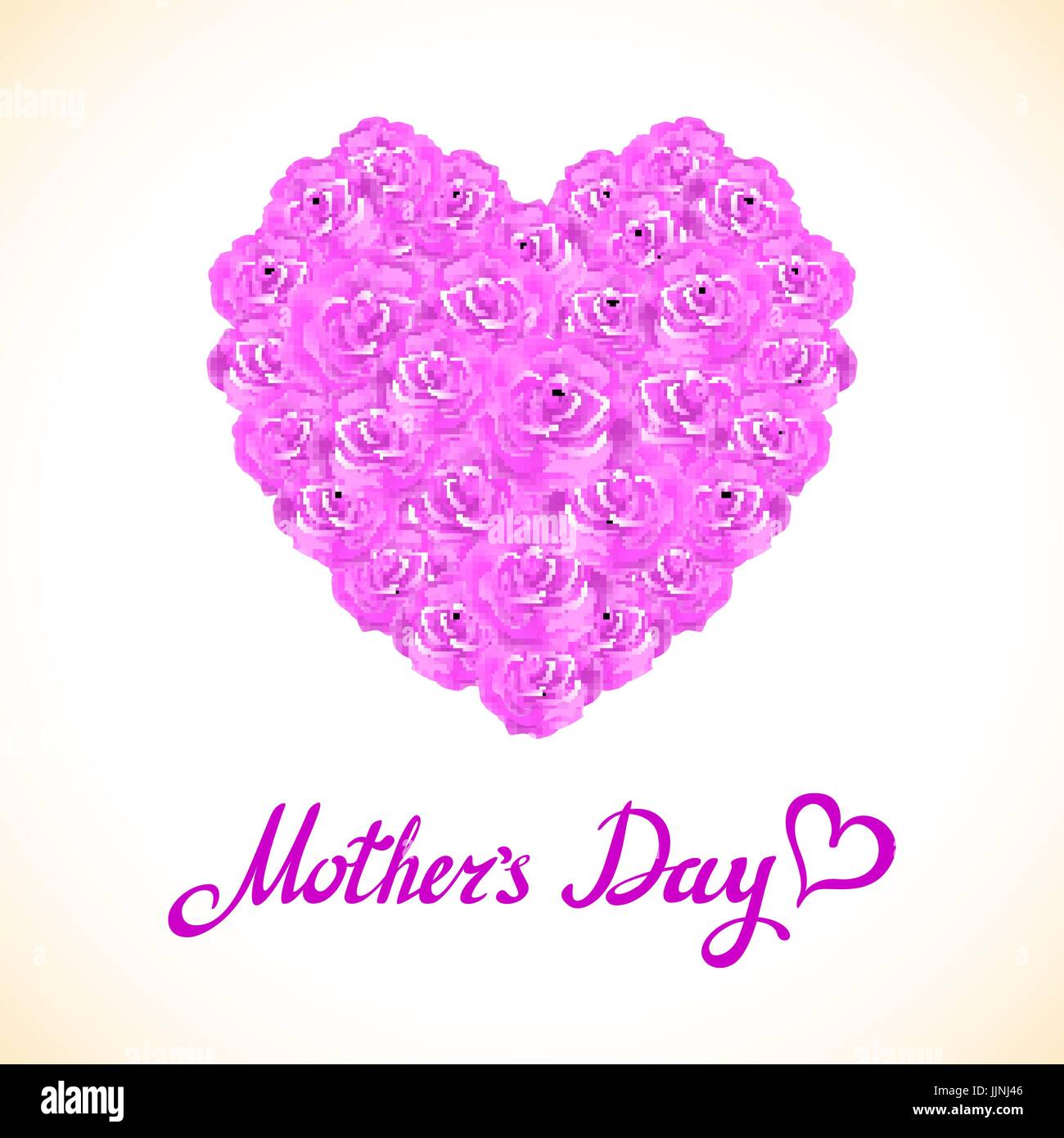 pink rose mother Day Heart Made of purple Roses Isolated on White ...