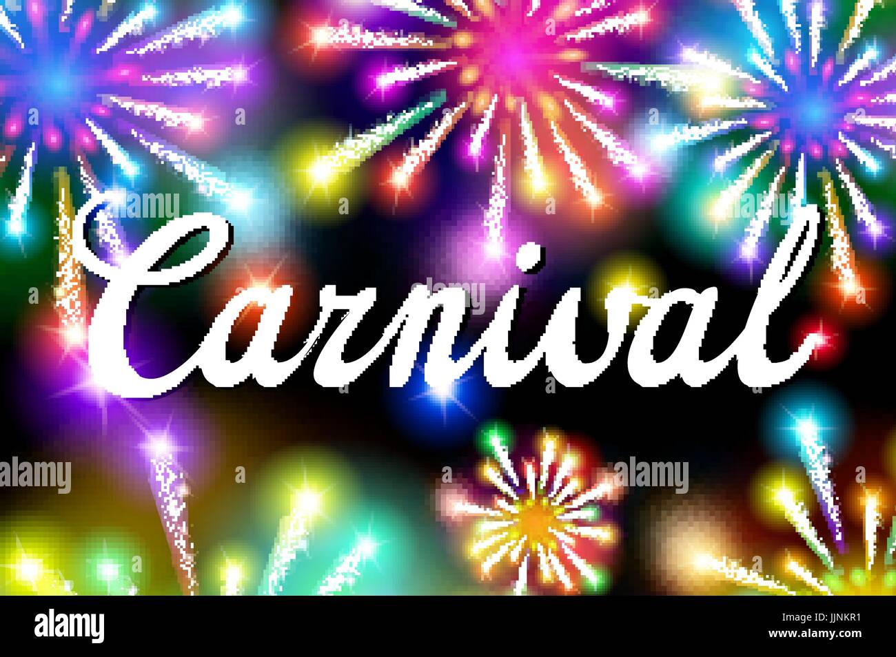 Vector illustration of colorful fireworks display with explosion of a ...