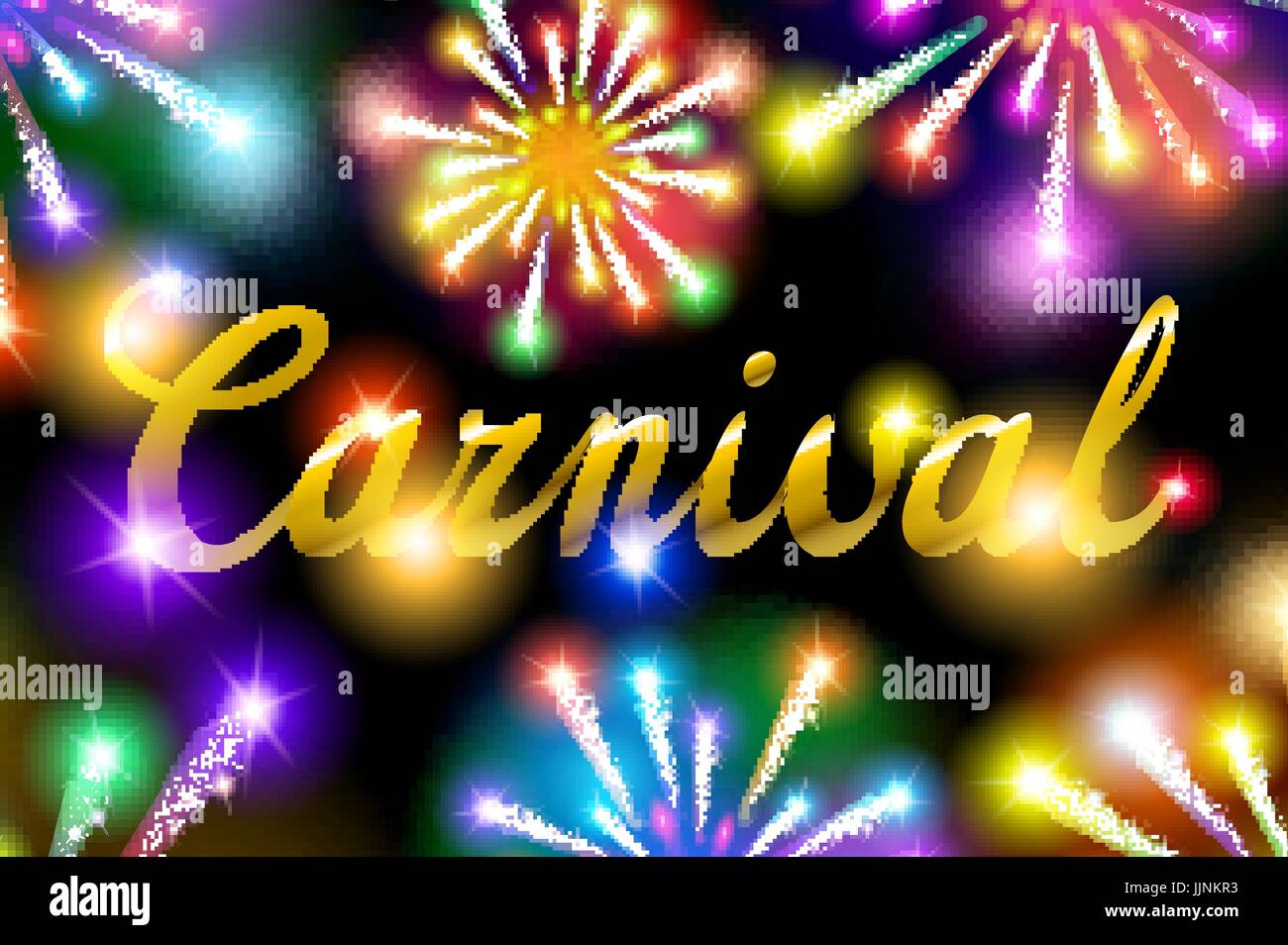 Vector illustration of colorful fireworks display with explosion of a ...