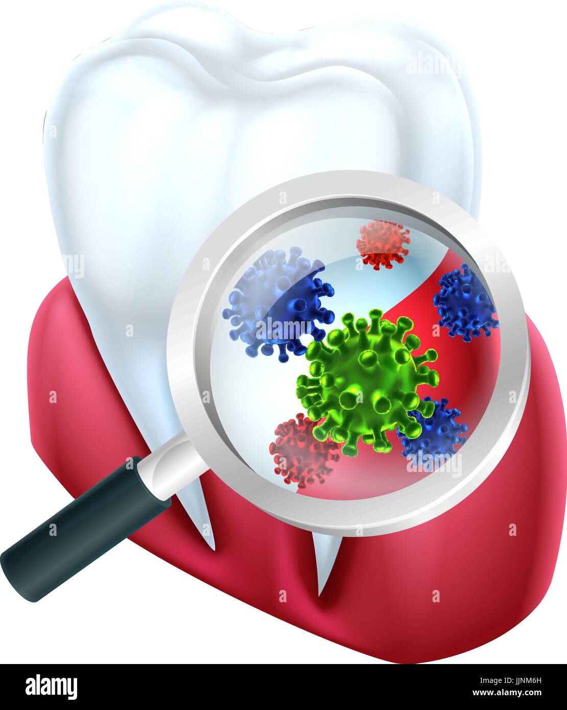Tooth Magnified Bacteria Stock Vector