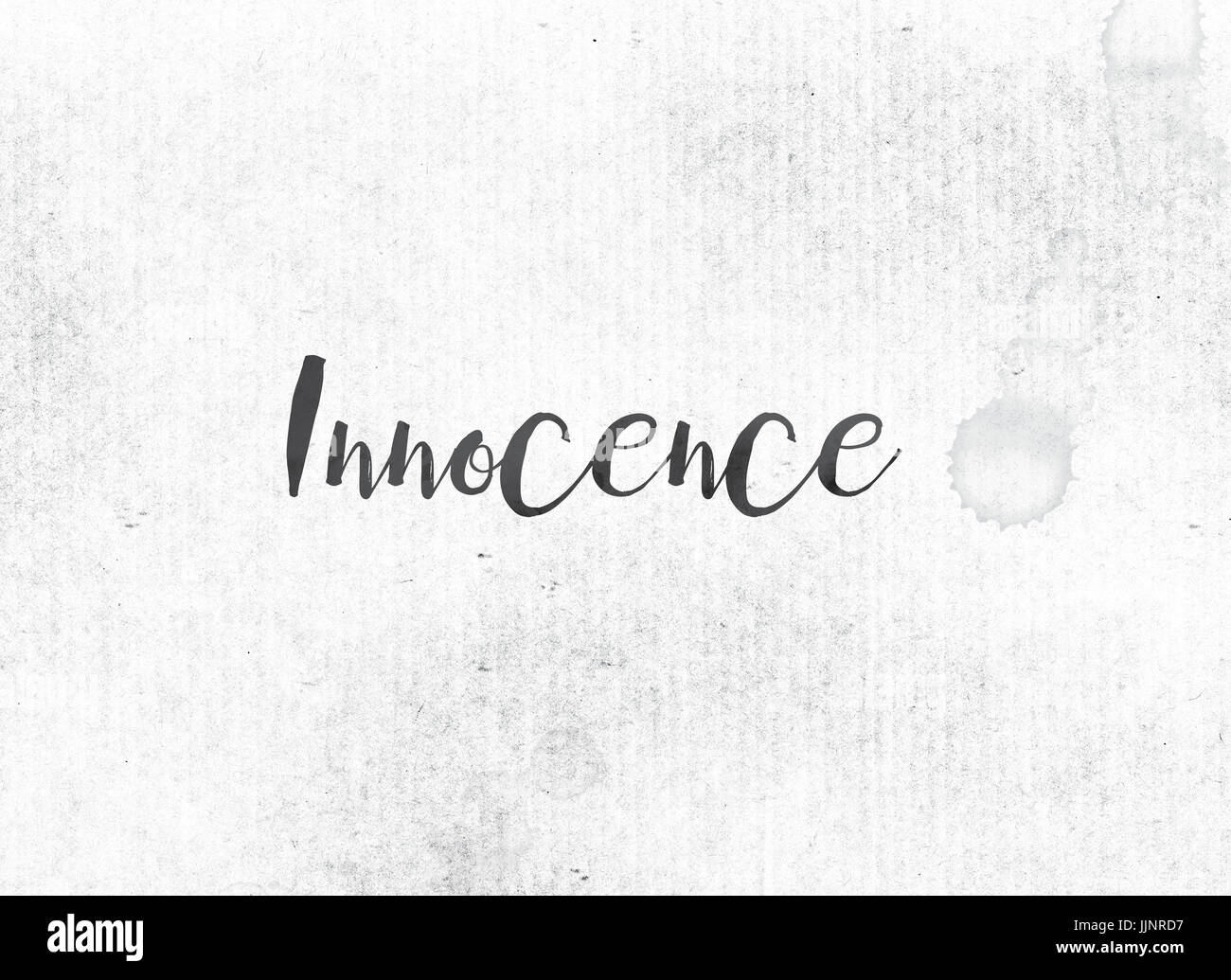 The word Innocence concept and theme painted in black ink on a