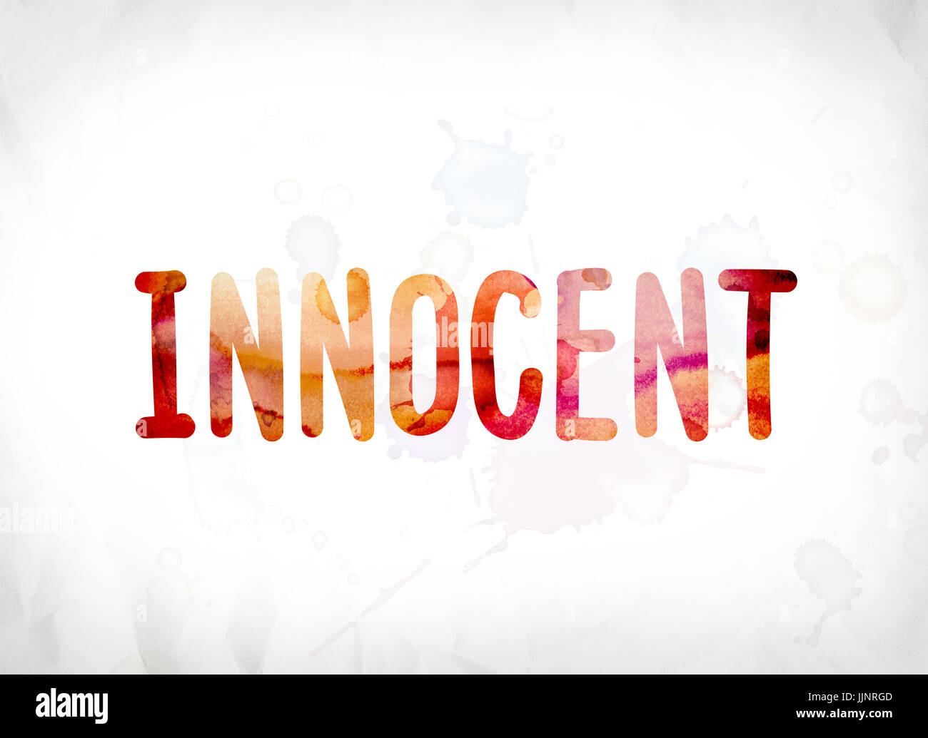 The word Innocent concept and theme painted in colorful watercolors on