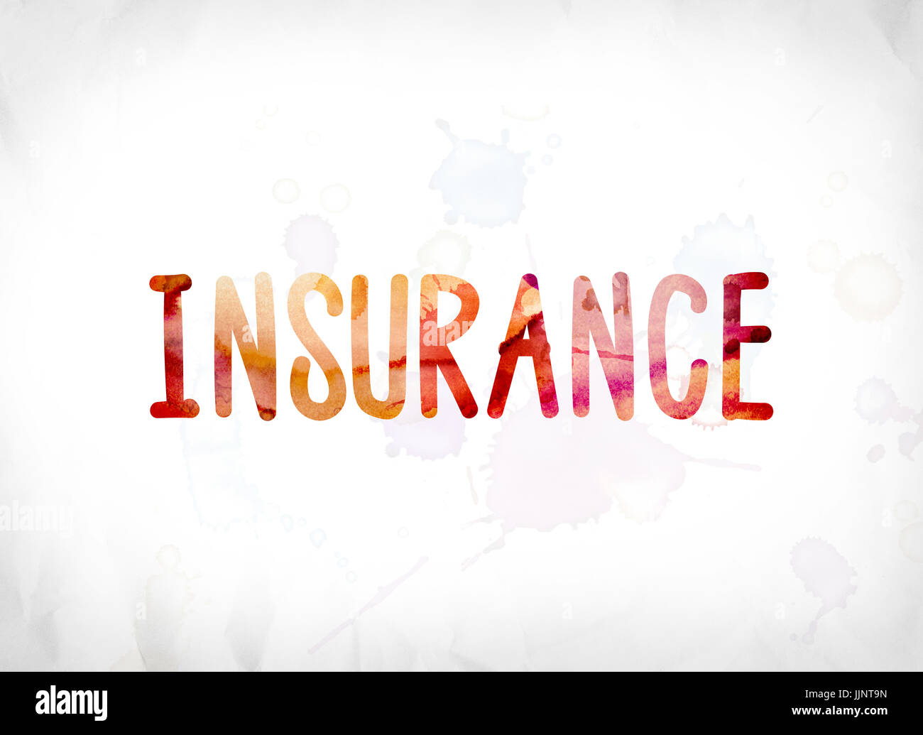 The word Insurance concept and theme painted in colorful watercolors on ...