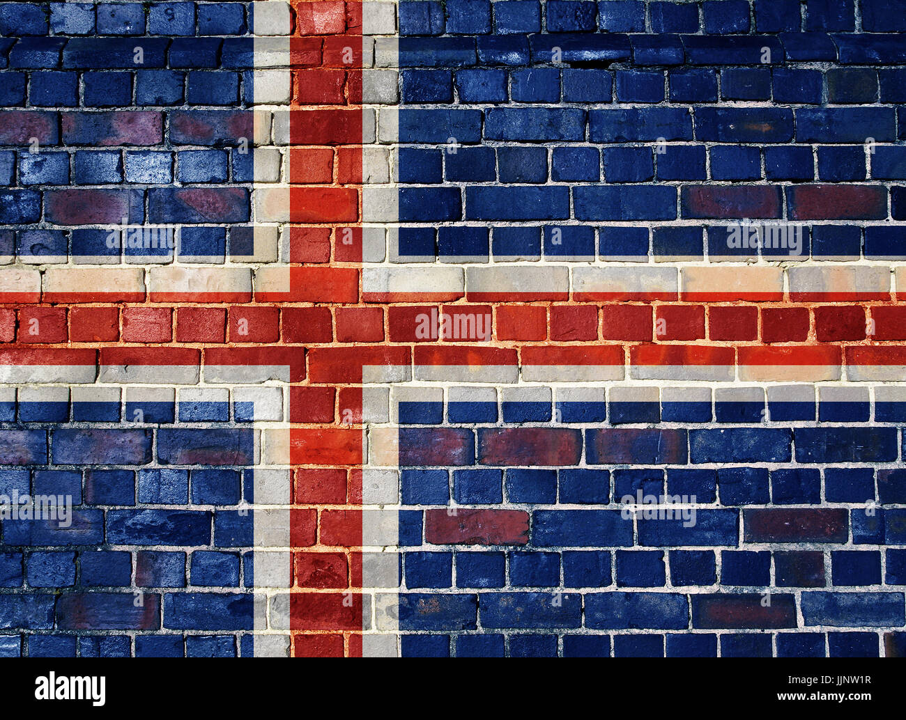 Icelandic flag on an old brick wall background Stock Photo - Alamy
