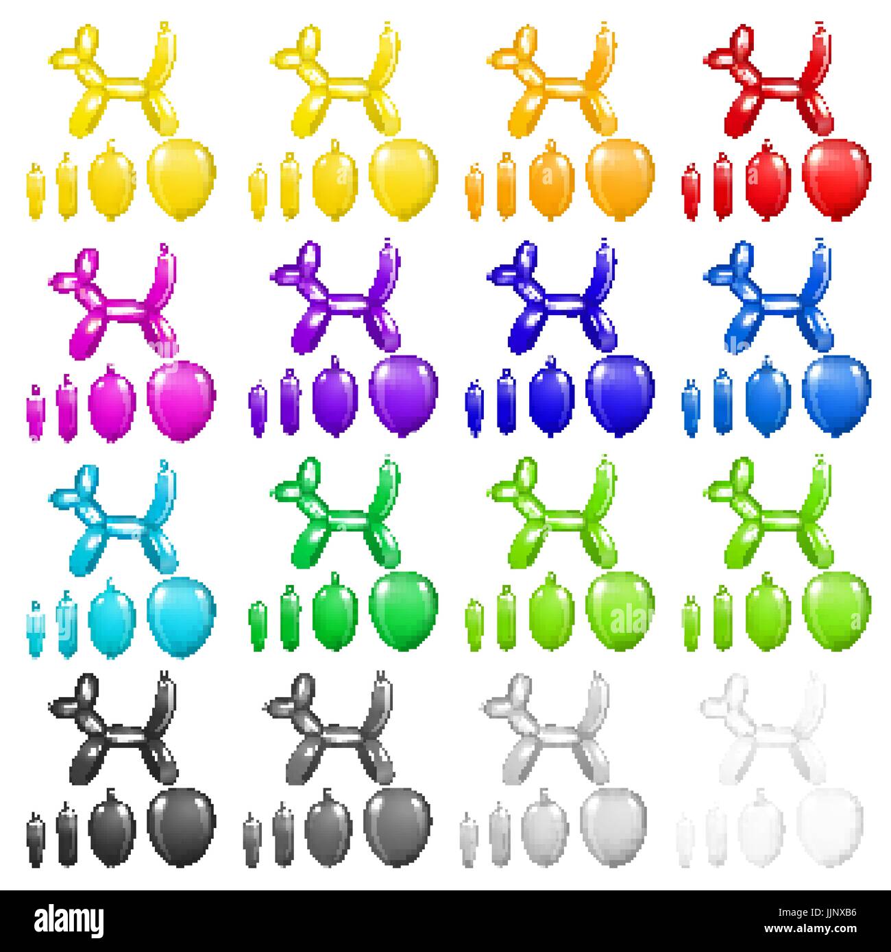 set dog balloon arts on a white background color full vector art Stock ...