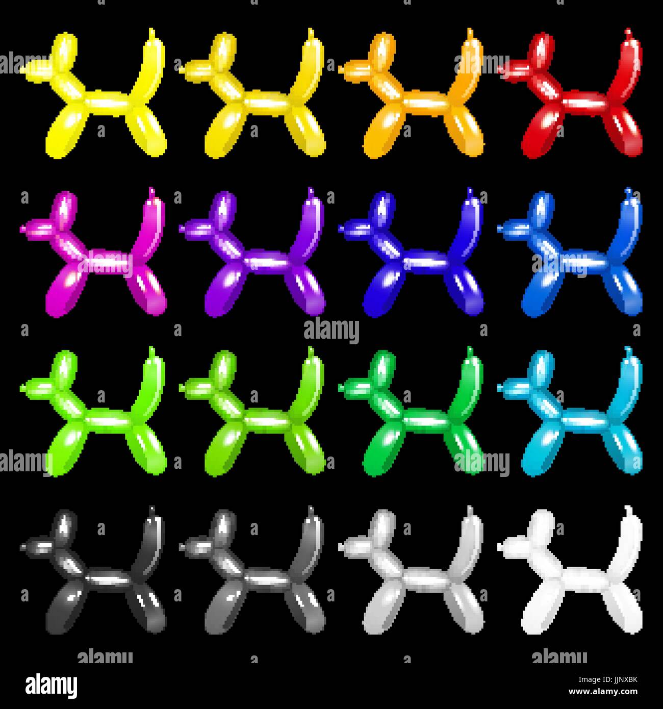 Vector artwork of balloon dog figures on a black background, symbolising the colourful fan art and stadium atmosphere