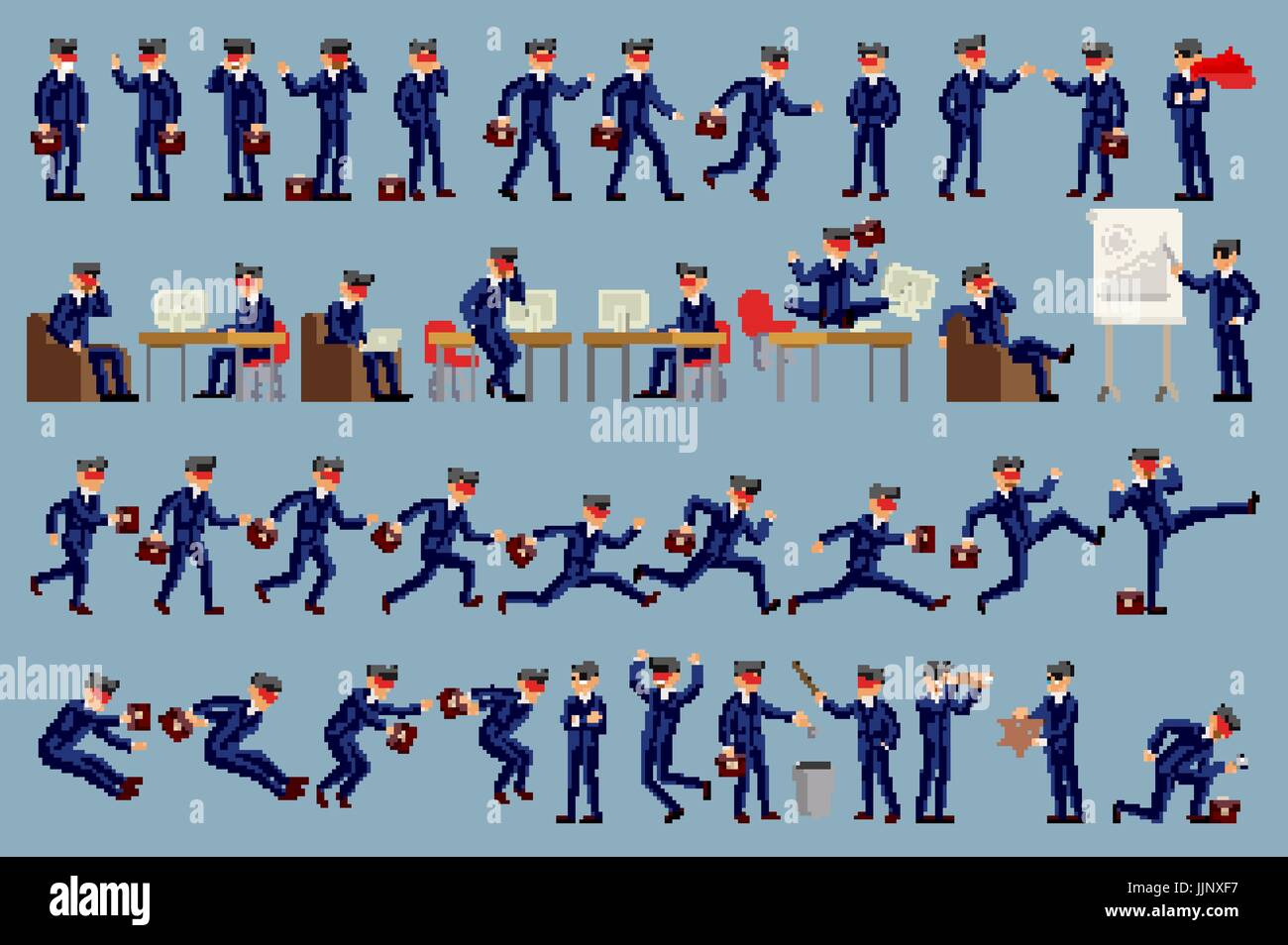 Large vector set of businessman character poses, gestures and actions ...