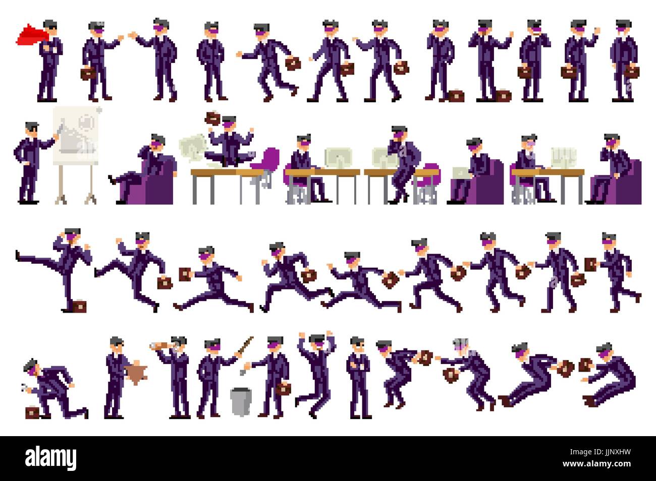 Large vector set of businessman character poses, gestures and actions ...