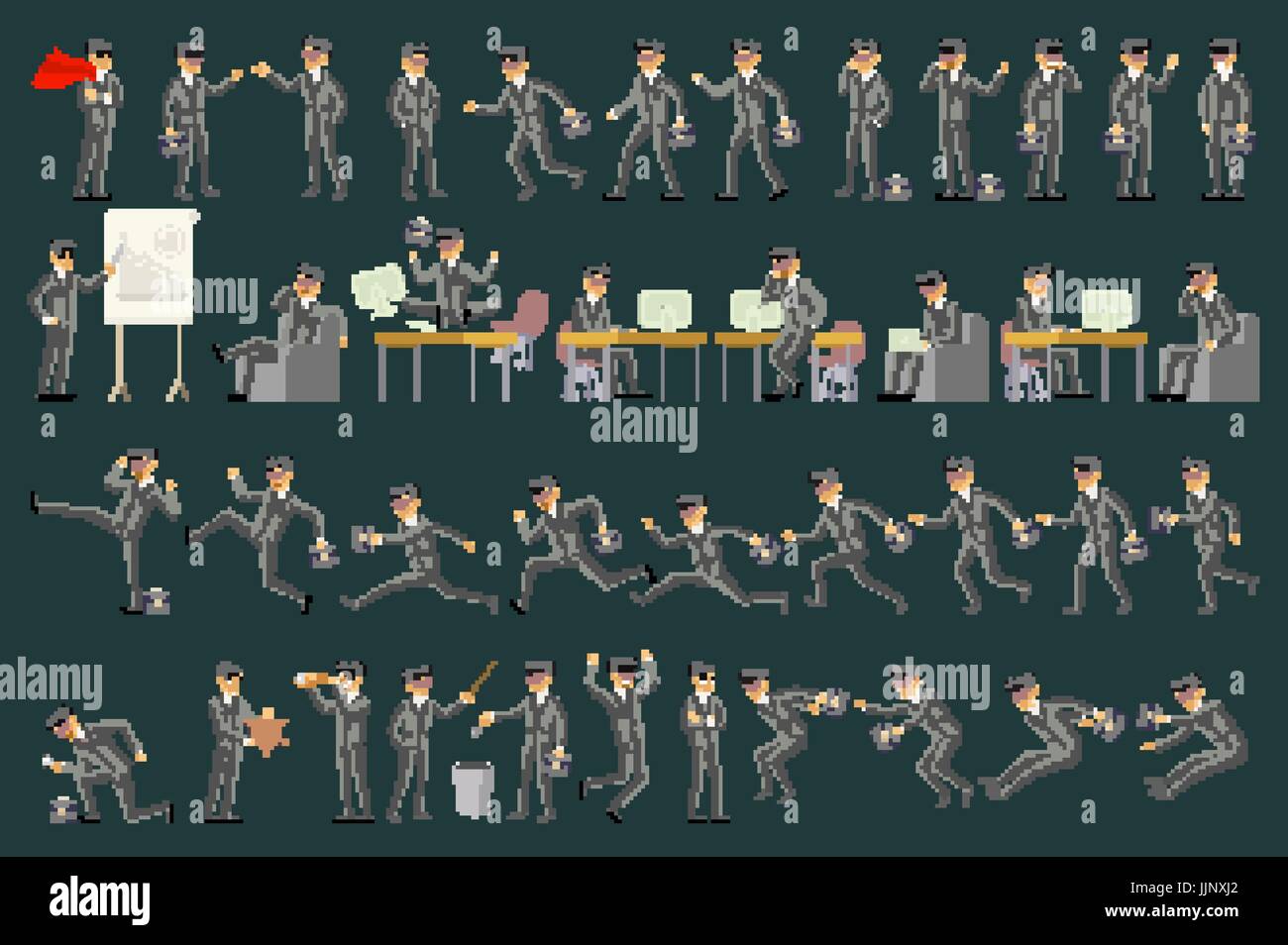 Large vector set of businessman character poses, gestures and actions ...