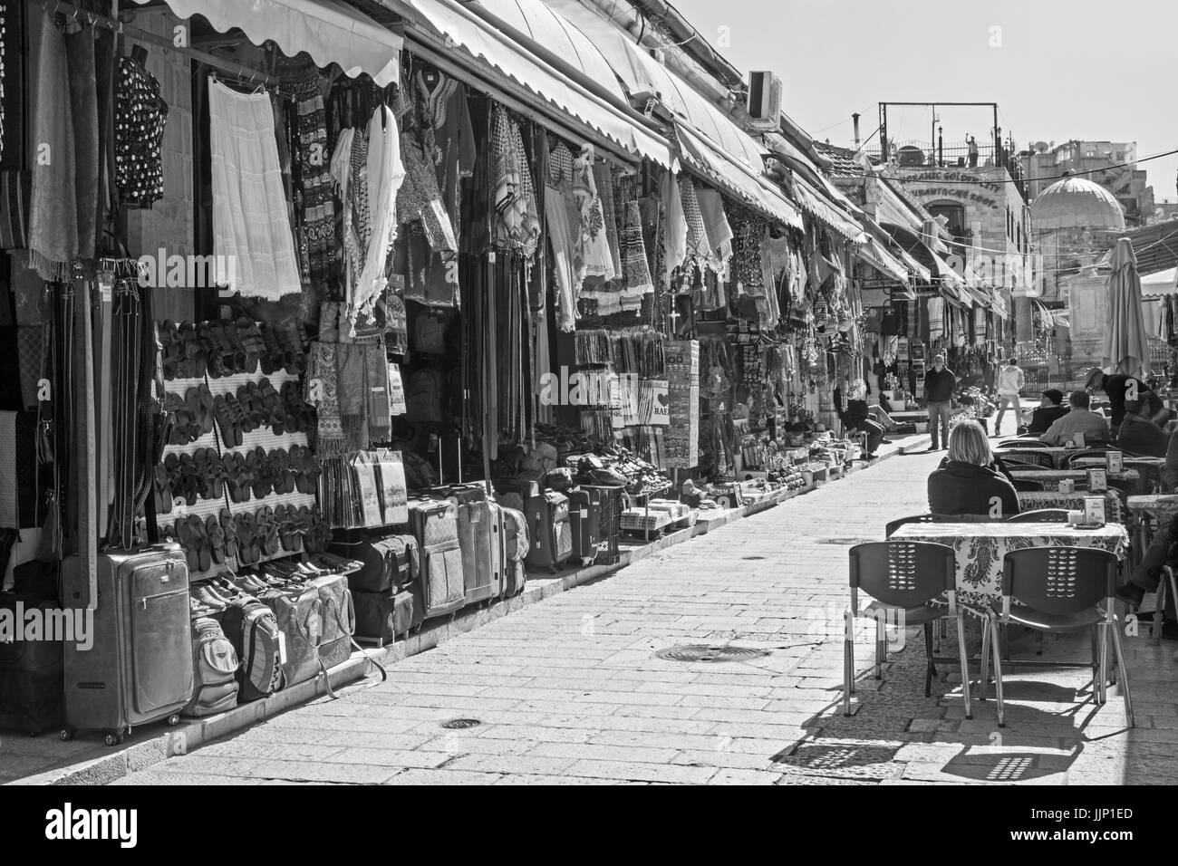 JERUSALEM, ISRAEL - MARCH 5, 2015: The market street in old town at full activity. Stock Photo