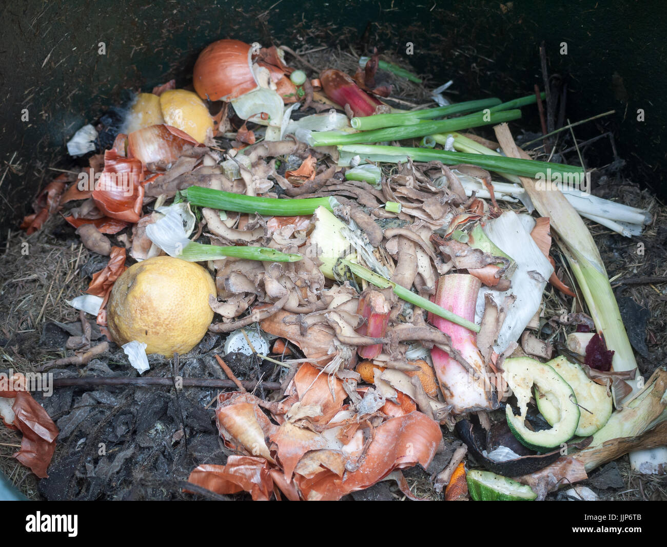 the contents of compost heap bin decaying; Essex; UK Stock Photo - Alamy