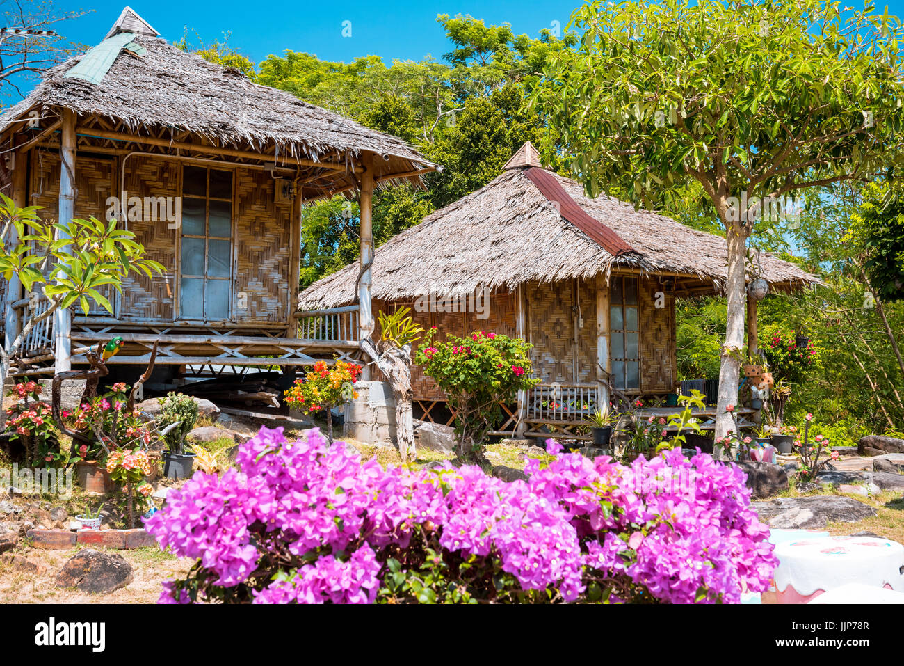 straw house in Thailand park Phi phi island Stock Photo