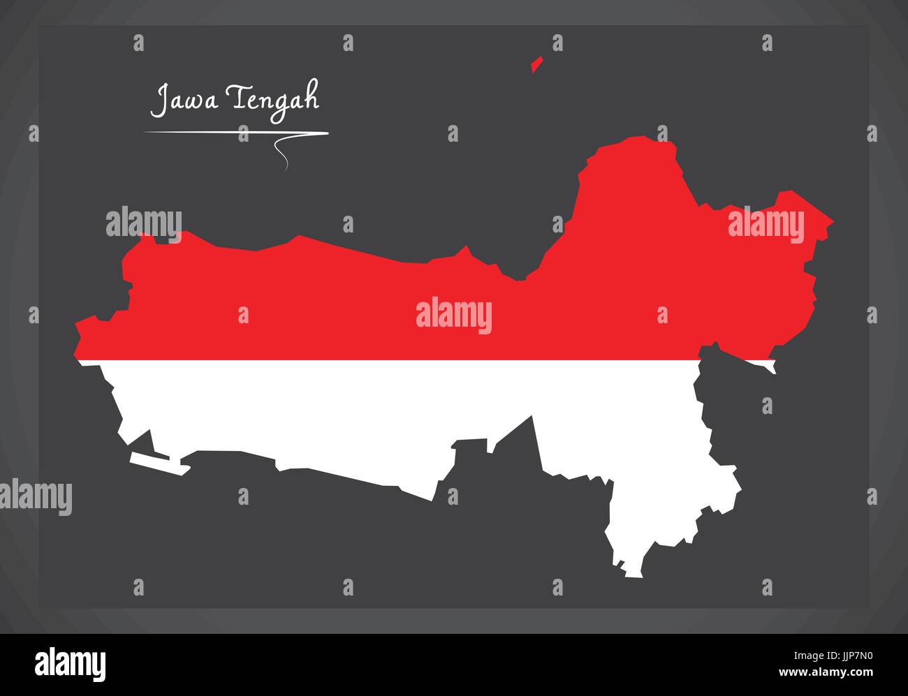 Jawa Tengah Indonesia map with Indonesian national flag illustration Stock Vector