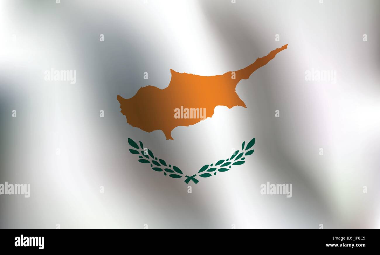 Flag of Cyprus with a little Waving, Shading & Flag Colors separated layers - Vector Illustration Stock Vector