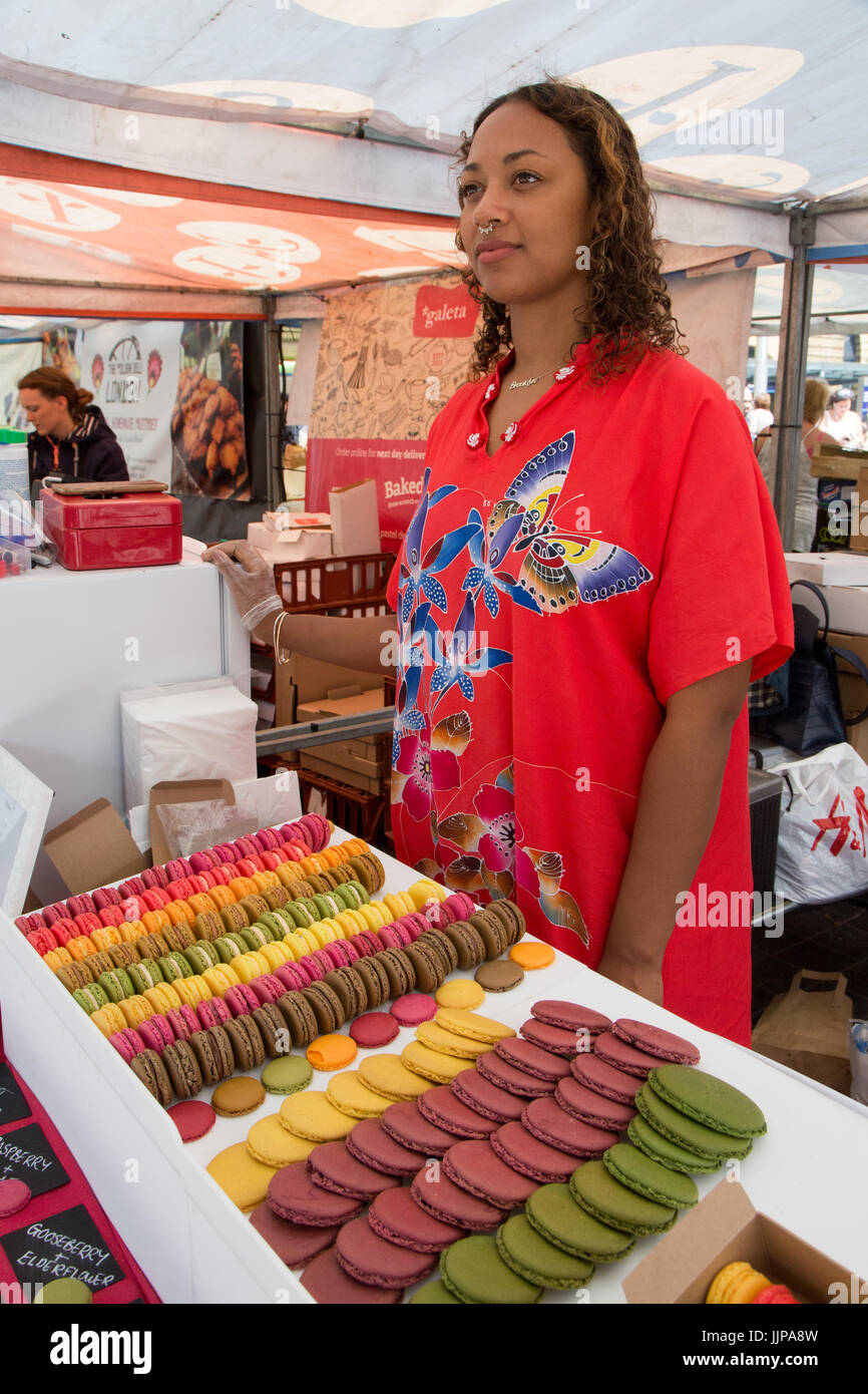 The Real Food Market outside King's Cross Station, London. This trader