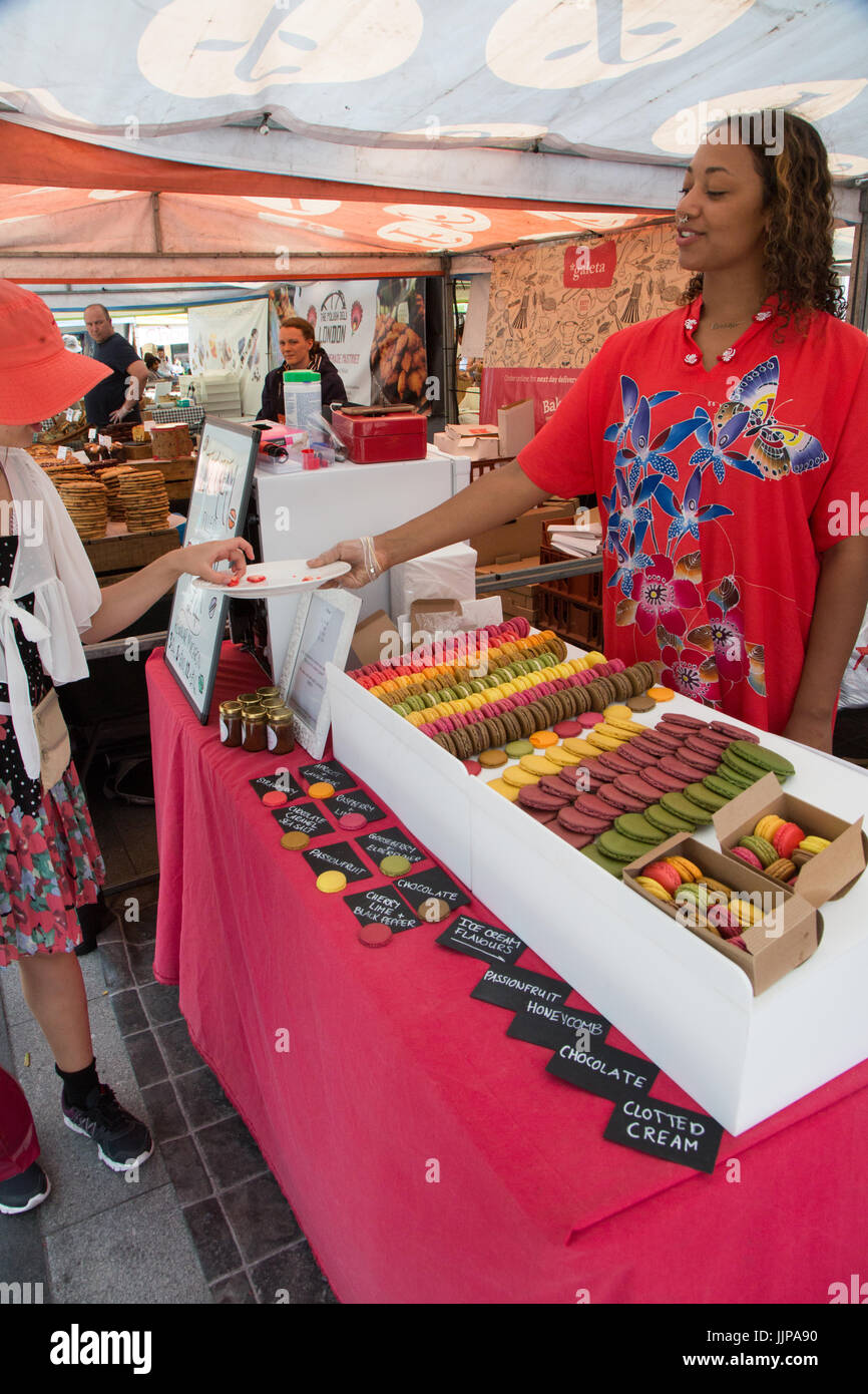 The Real Food Market outside King's Cross Station, London. This trader