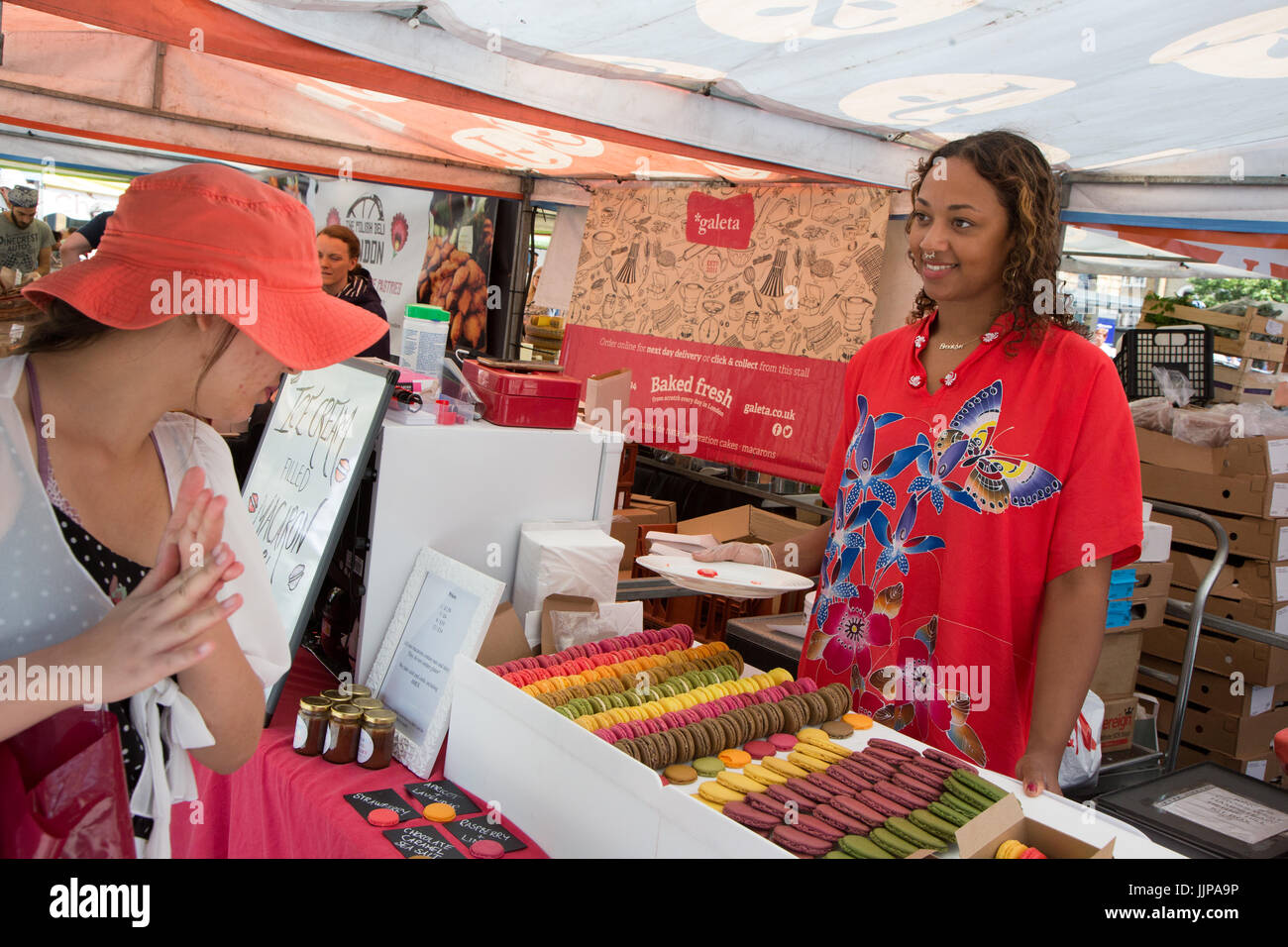 The Real Food Market outside King's Cross Station, London. This trader
