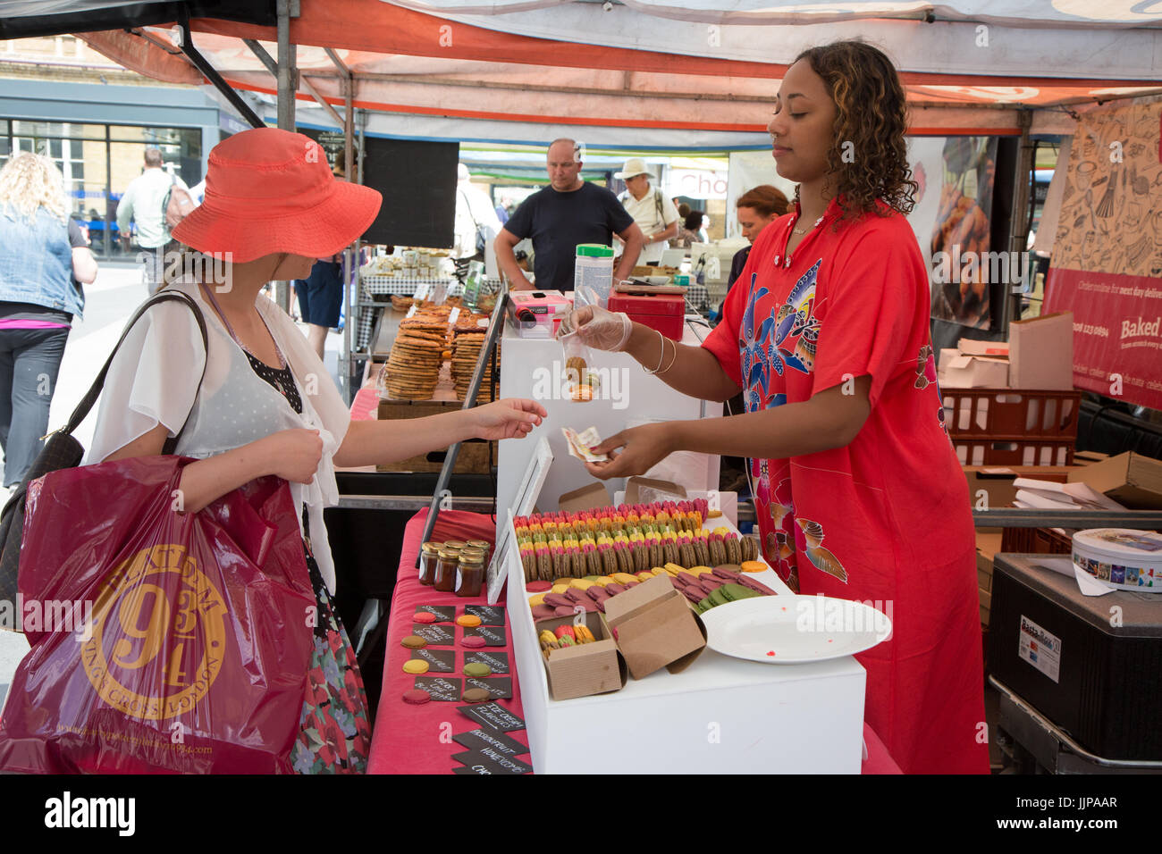 The Real Food Market outside King's Cross Station, London. This trader