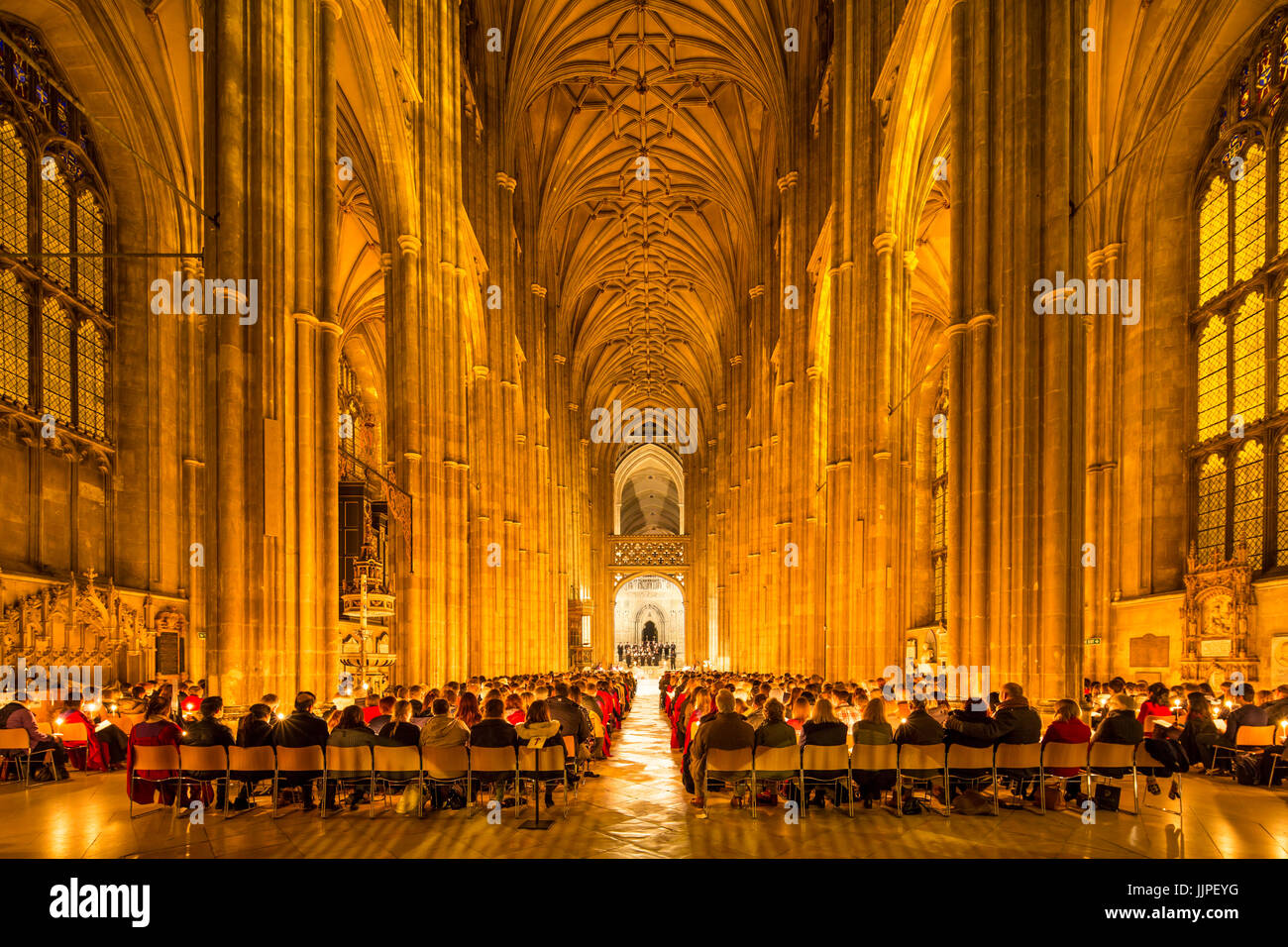 A candlelit Christmas service inside Canterbury Cathedral Stock Photo Alamy