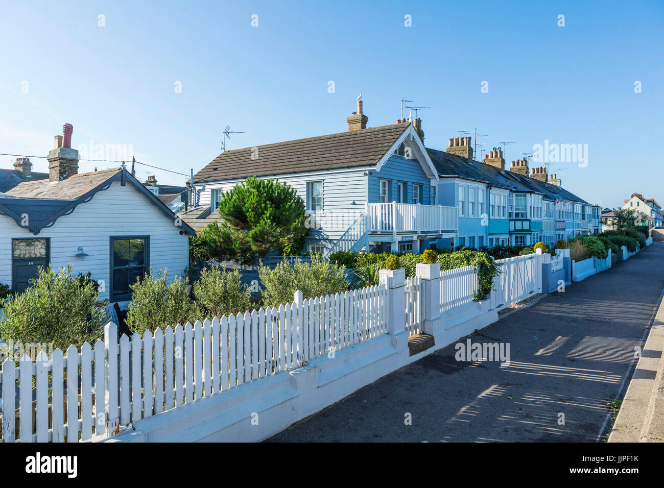 Sea side housing on the sea front at Whitstable. Stock Photo