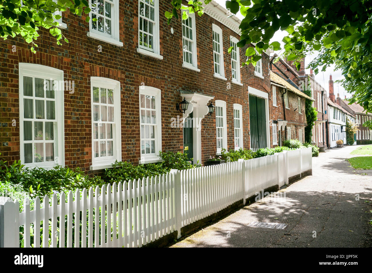 A row of classical georgian terrace houses in the high street of wendover, buckinghamshire, in the chiltern hills, UK Stock Photo