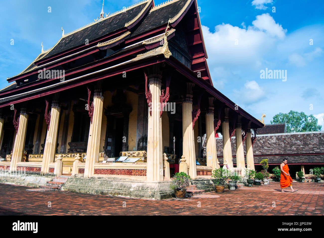 Ordination hall, or sim, Wat Si Saket, Vientiane, Laos Stock Photo