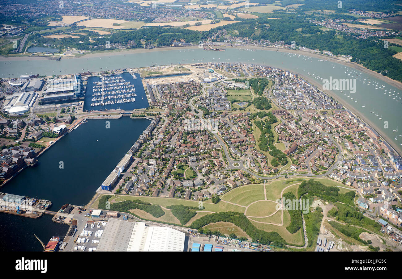 St Mary's Island, Chatham, Kent, South East England, from the air Stock Photo