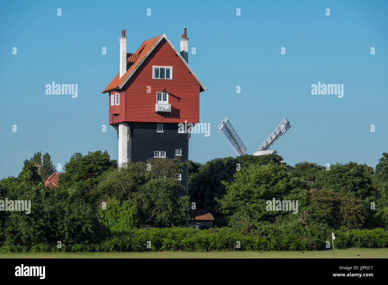 The House in the Clouds is a disguised water tower. Stock Photo