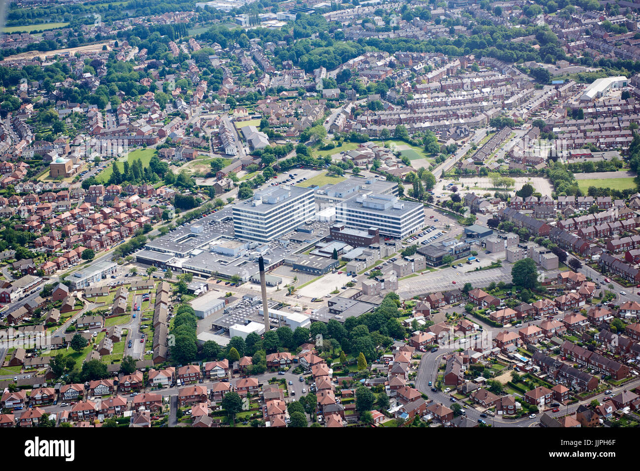 An aerial view of Barnsley Hospital, South Yorkshire, Northern England Stock Photo