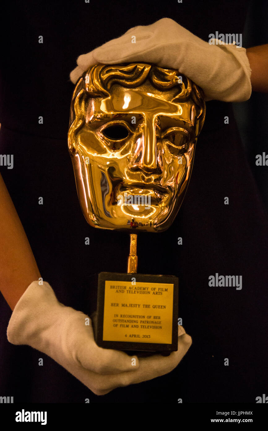 *** EMBARGOED to 00:01 BST, FRIDAY, 21 JULY 2017 *** Pictured: BAFTA Award presented to The Queen for her outstanding patronage of the film and television industries, 2013. This summer, visitors to the State Rooms at Buckingham Palace wiill enjoy a special display of more than 200 gifts presented to Her Majesty The Queen throughout her 65-year reign and a special tribute to Diana, Princess of Wales. The State Rooms are open to the public from 22 July to 1 October 2017. Stock Photo
