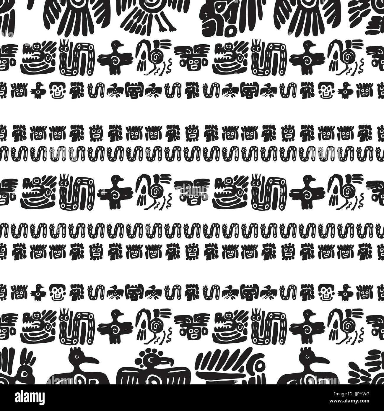 Seamless maya pattern. Black and white ethnic elements Stock Vector ...