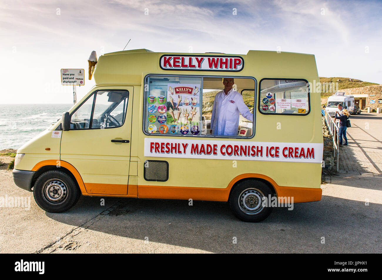 An ice cream truck on Towan Headland in Newquay in Cornwall Stock Photo
