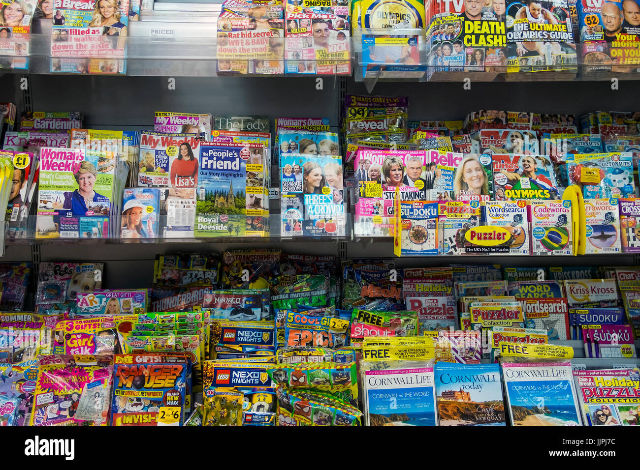 A display of magazines in a Morrisons supermarket Stock Photo Alamy