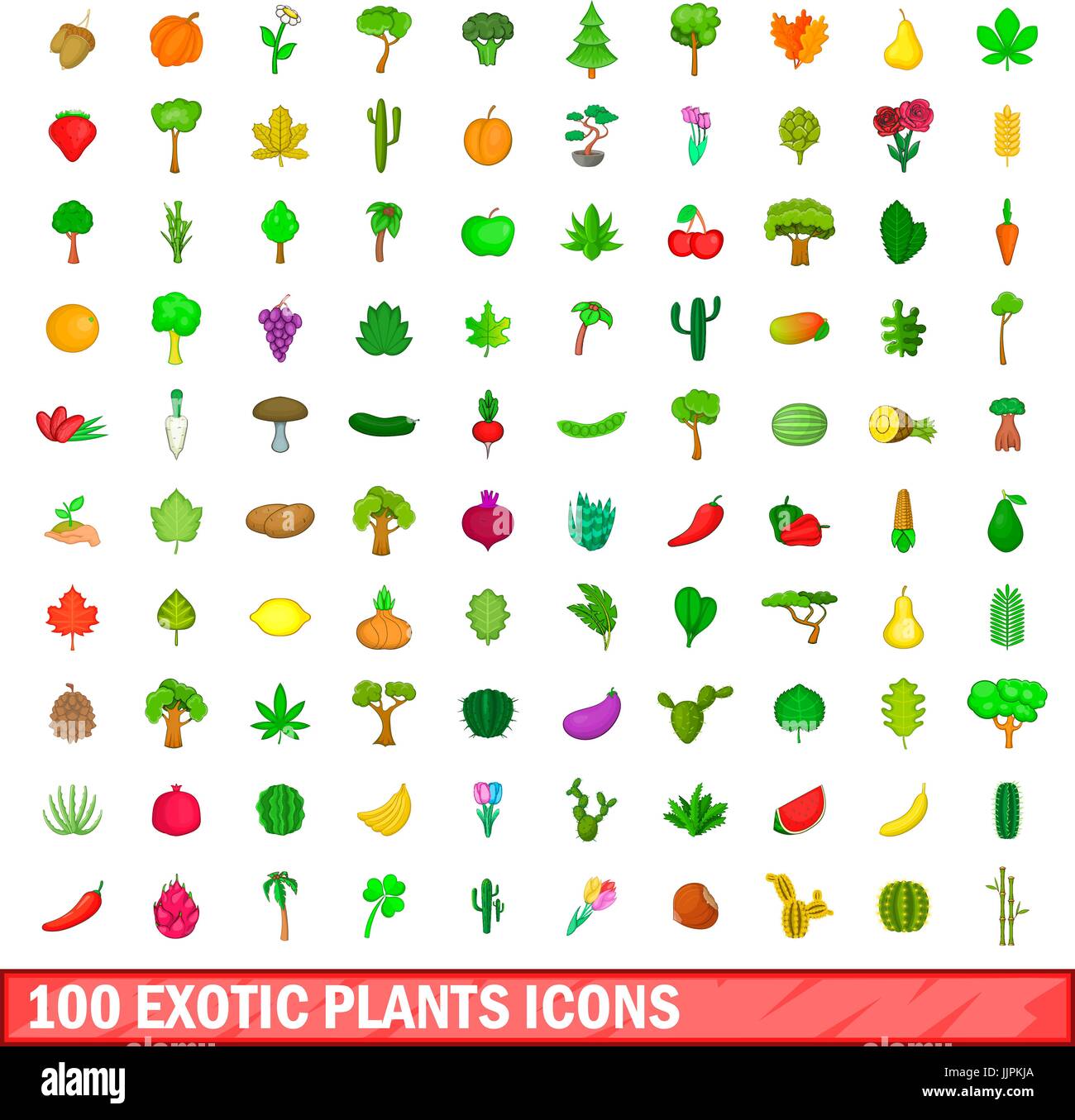 100 exotic plants icons set, cartoon style Stock Vector Image & Art - Alamy