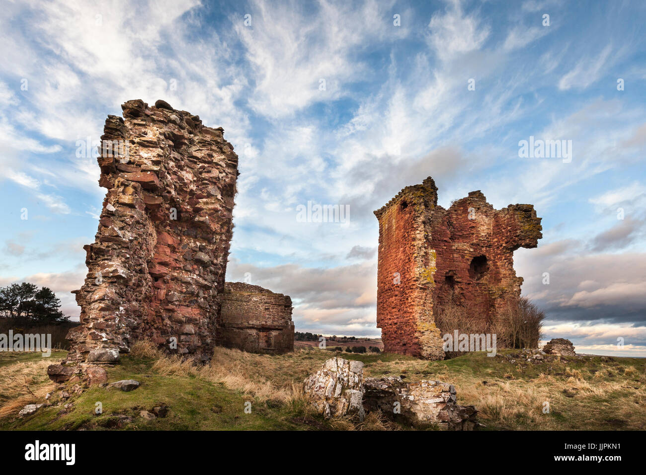 Red Castle at Lunan Bay on the Angus Coast of Scotland. Stock Photo