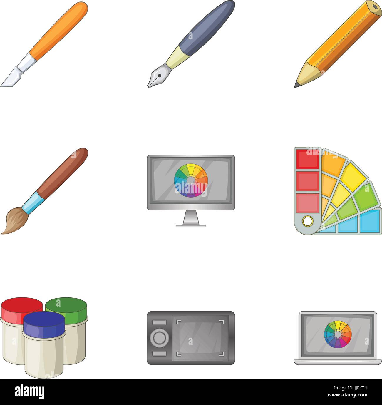 Computer drawing tool icons set cartoon style Vector Image