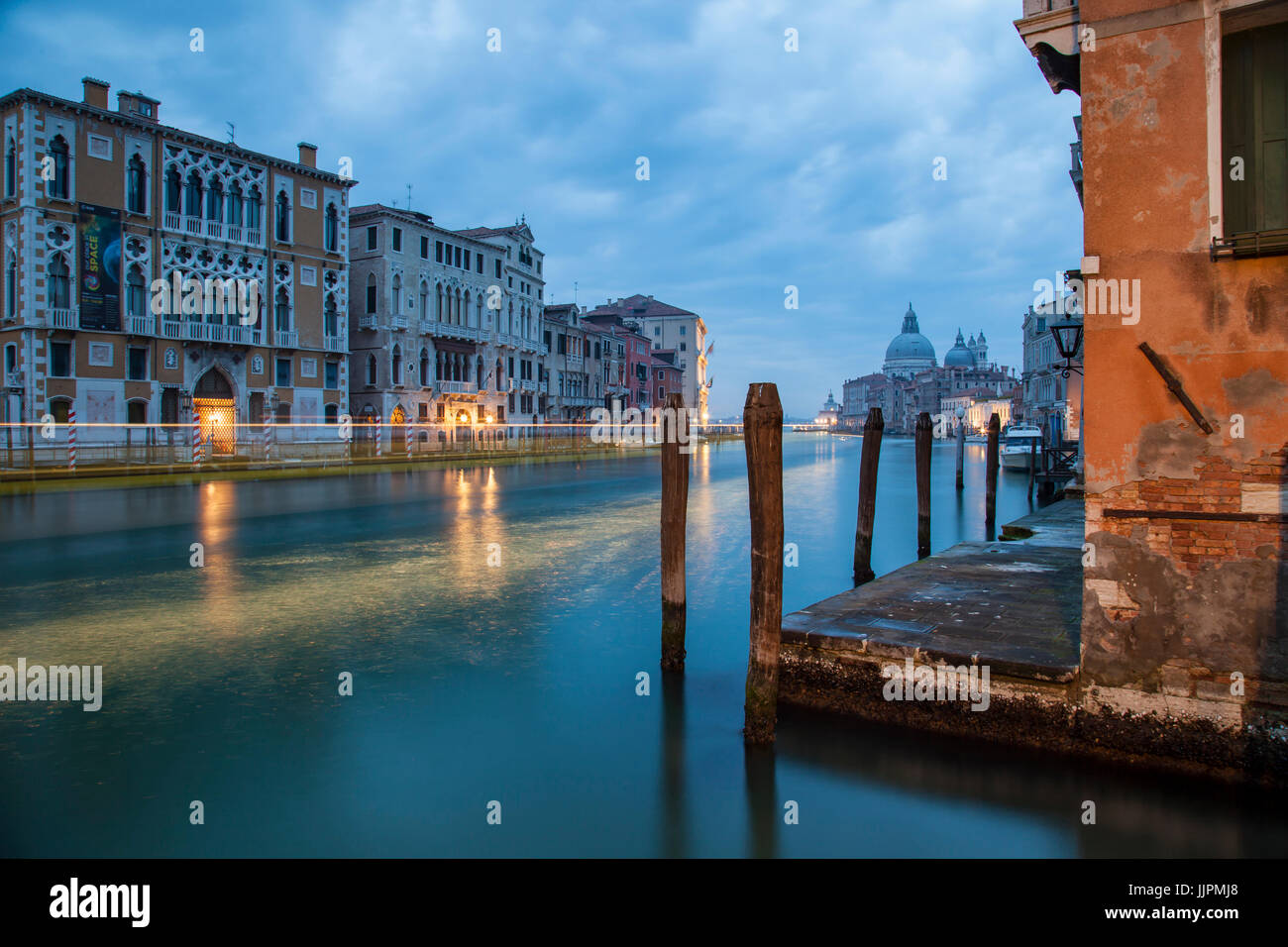 Dawn on Grand Canal in Venice. Stock Photo