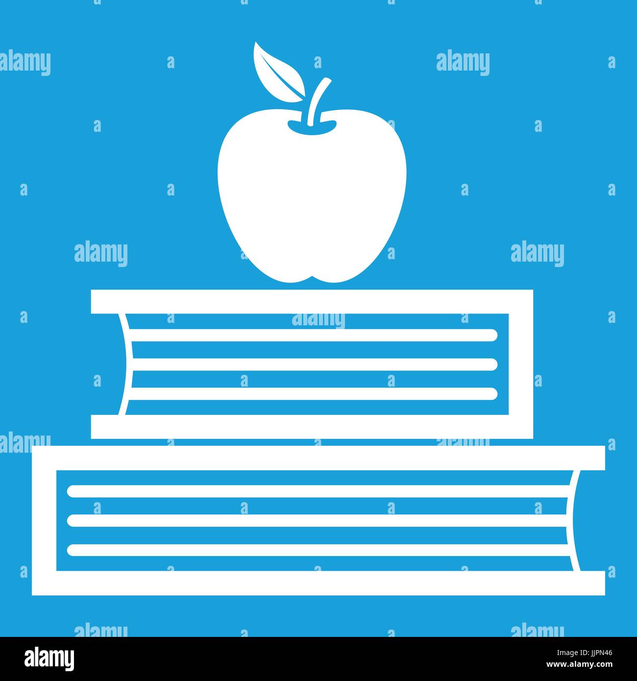 Books and apple icon white Stock Vector
