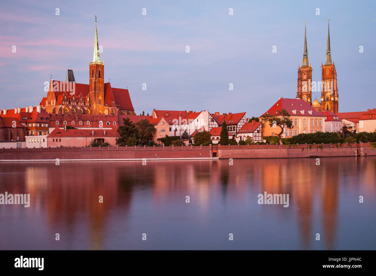 Sunset at Ostrow Tumski. Stock Photo