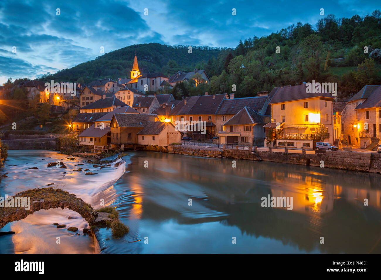 Evening in Lods village in Franche Compte. Stock Photo